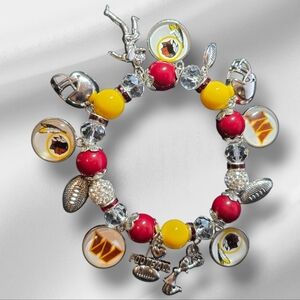 Washington Commanders Charm Stretch Bracelet - Red, Yellow, Silver